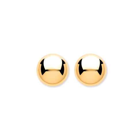 9ct Yellow Gold 8mm Button Ball Studs