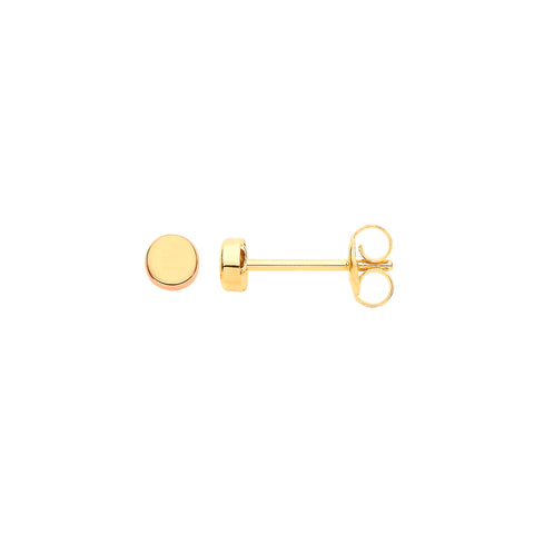 9ct Yellow Gold Plain Round 3.2mm Stud Earrings