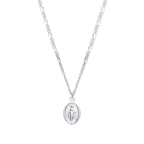 925 Sterling Silver Miraculous Medallion 17" Necklace / 7" Bracelet