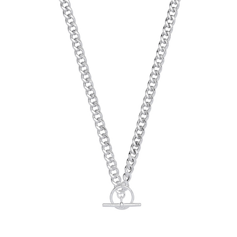 925 Sterling Silver T-Bar Curb Chain Necklace/Bracelet