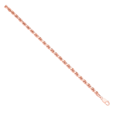 9ct Rose Gold Diamond Cut 5.2mm Solid Rope Chain