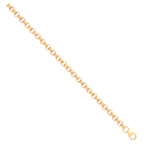 9ct Yellow Gold Plain & Engraved Round 6.6mm Belcher Chain