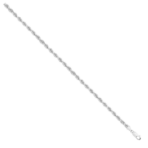 9ct White Gold Diamond Cut 4.2mm Solid Rope Chain