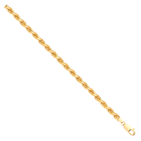 9ct Yellow Gold Diamond Cut 5.2mm Solid Rope Chain