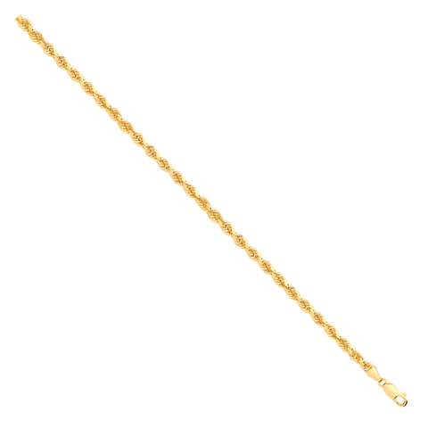 9ct Yellow Gold Diamond Cut 4.2mm Solid Rope Chain