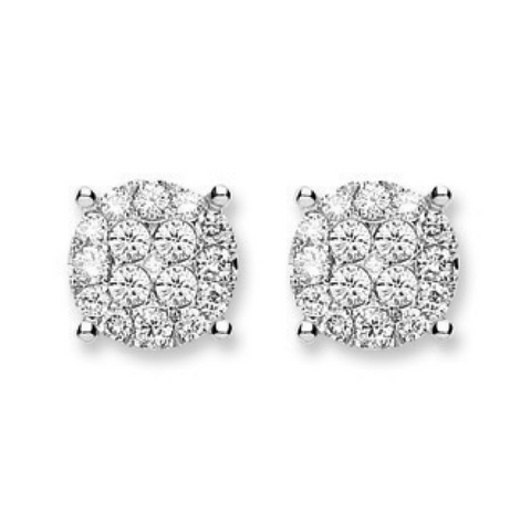 18ct White Gold 0.50ct H/SI Cluster Diamond Studs