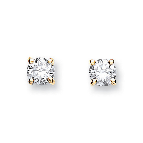 18ct Yellow Gold 0.50ct Claw Set Diamond Stud Earrings