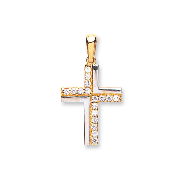 9ct Yellow Gold Cubic Zirconia Large Cross main image 1
