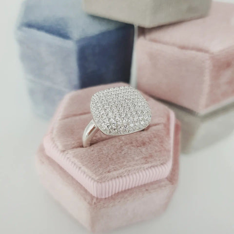 925 Sterling Silver Micro Pave' Square Cz Ring - J Jaz