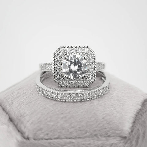 Silver square wedding rings top