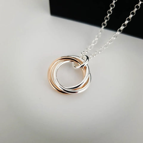 925 Sterling Silver 17" Two Tone Circle Chain