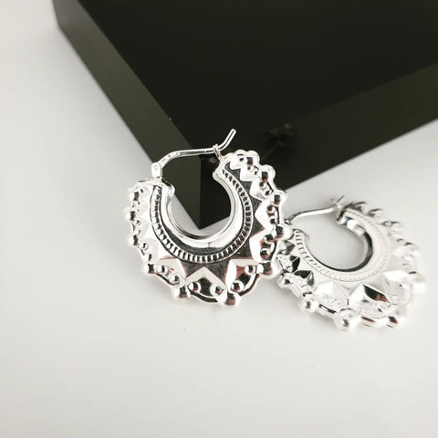 925 Sterling Silver Fancy Creoles