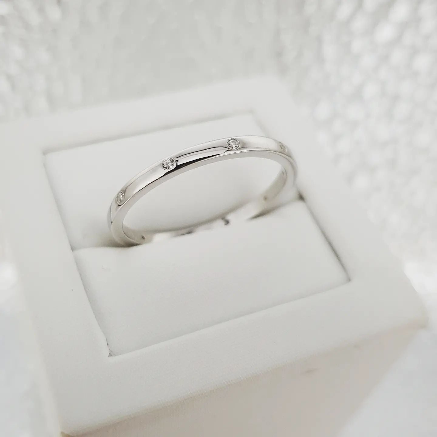 925 Sterling Silver Band with Stones all the way around