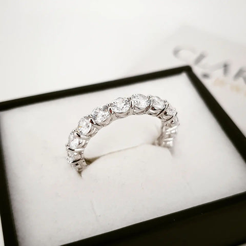 925 Sterling Silver Round Brilliant Cz Full Eternity Ring