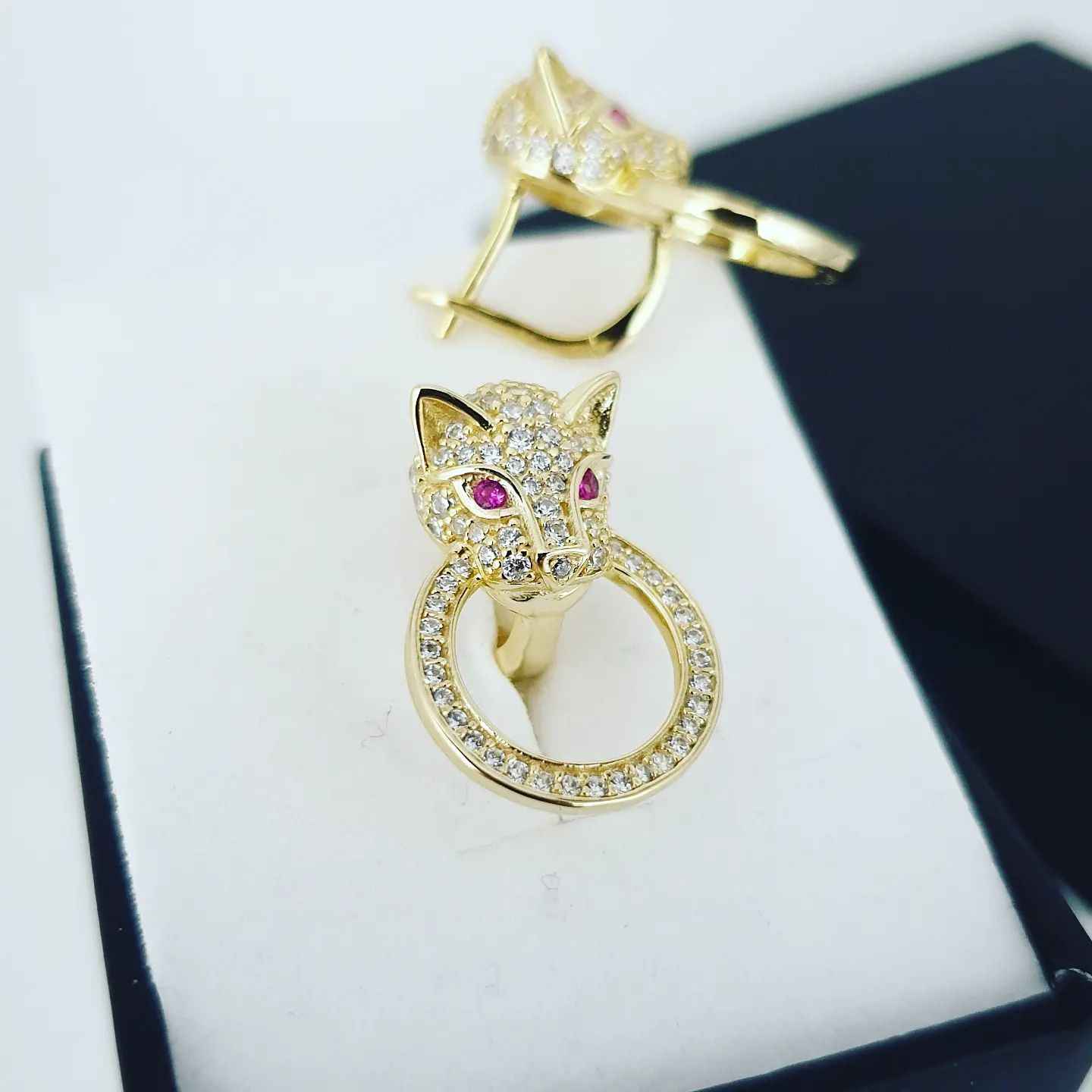 925 Sterling Silver Panther Earrings