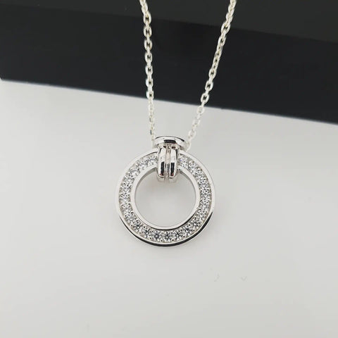 925 Sterling Silver Cz Circle Of Life Pendant with 18" Chain