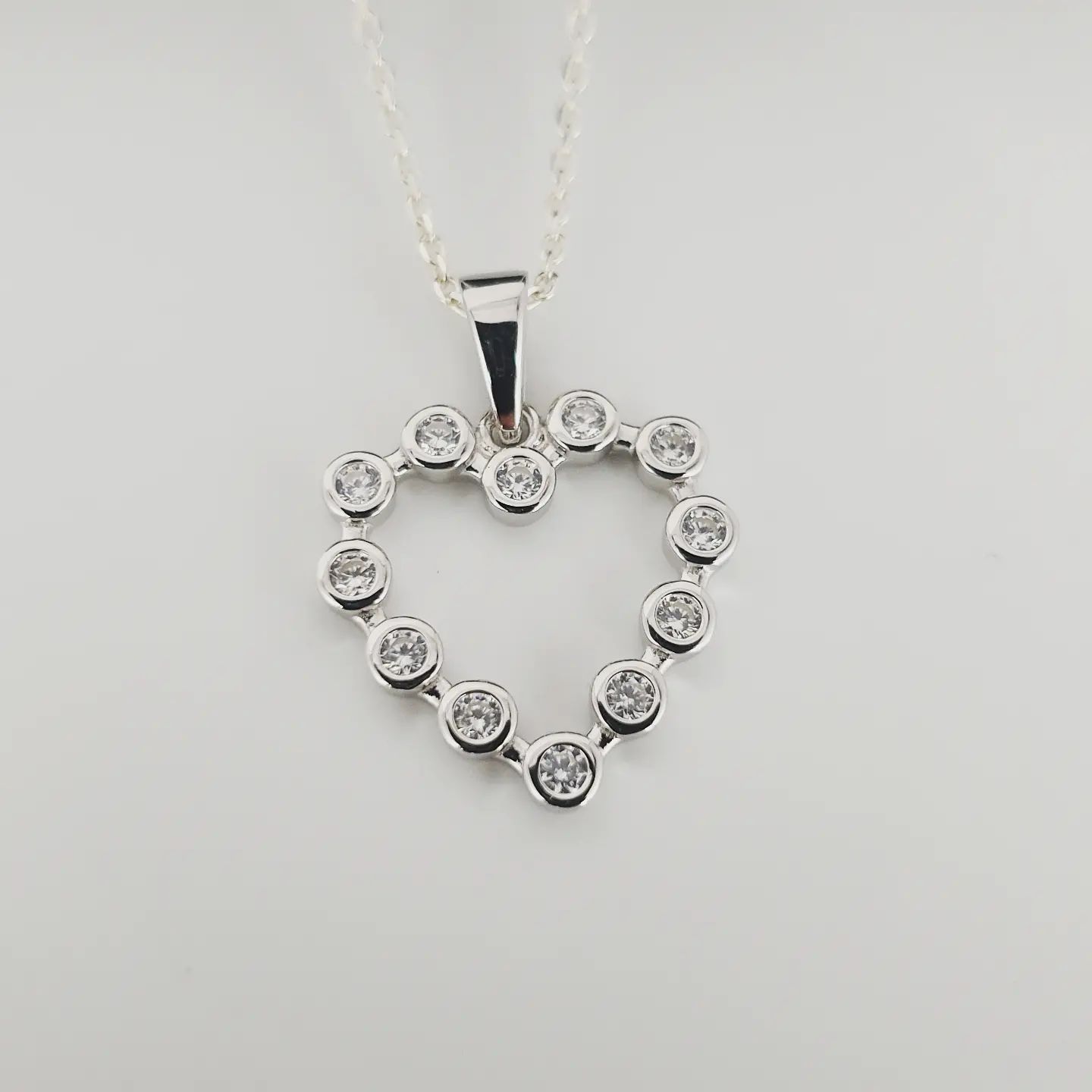 925 Sterling Silver Rubover Cz Heart Pendant with 18" Chain J-Jaz