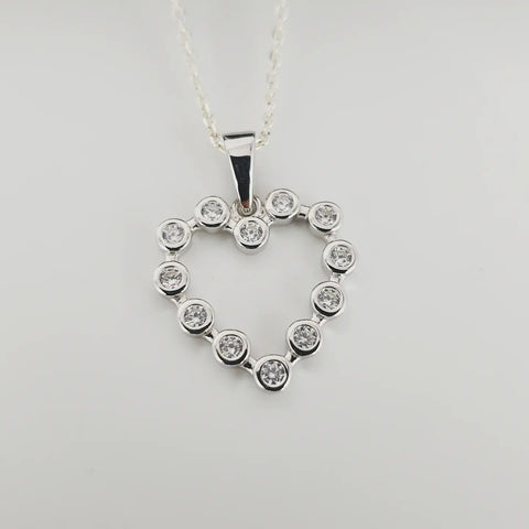 925 Sterling Silver Rubover Cz Heart Pendant with 18" Chain - J Jaz