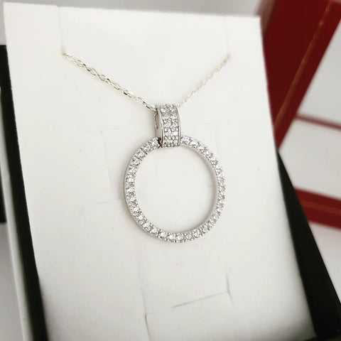 925 Sterling Silver Cz Circle of Life Pendant with Chain