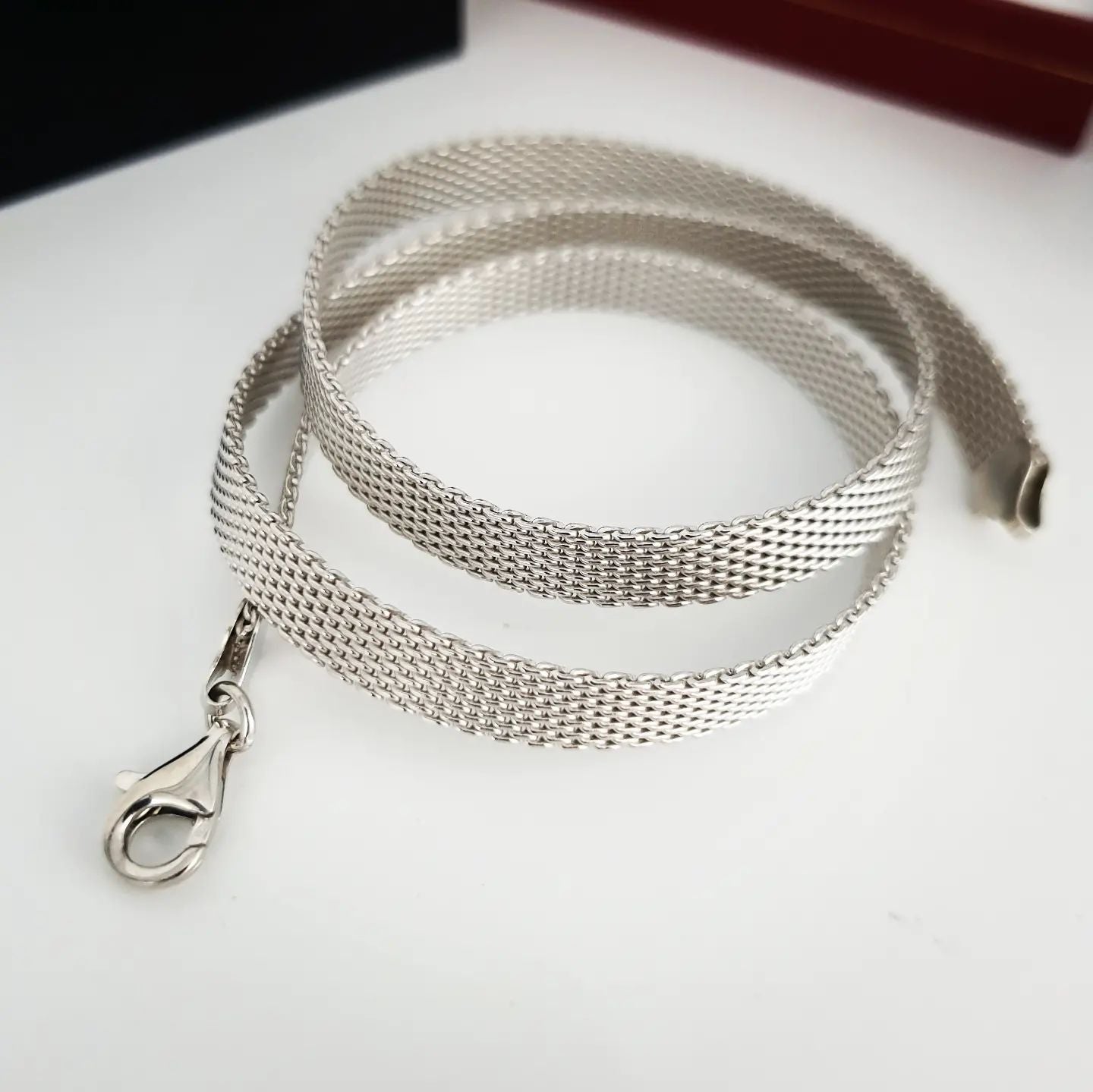925 Sterling Silver Tight Mesh Watch Strap 18"Chain