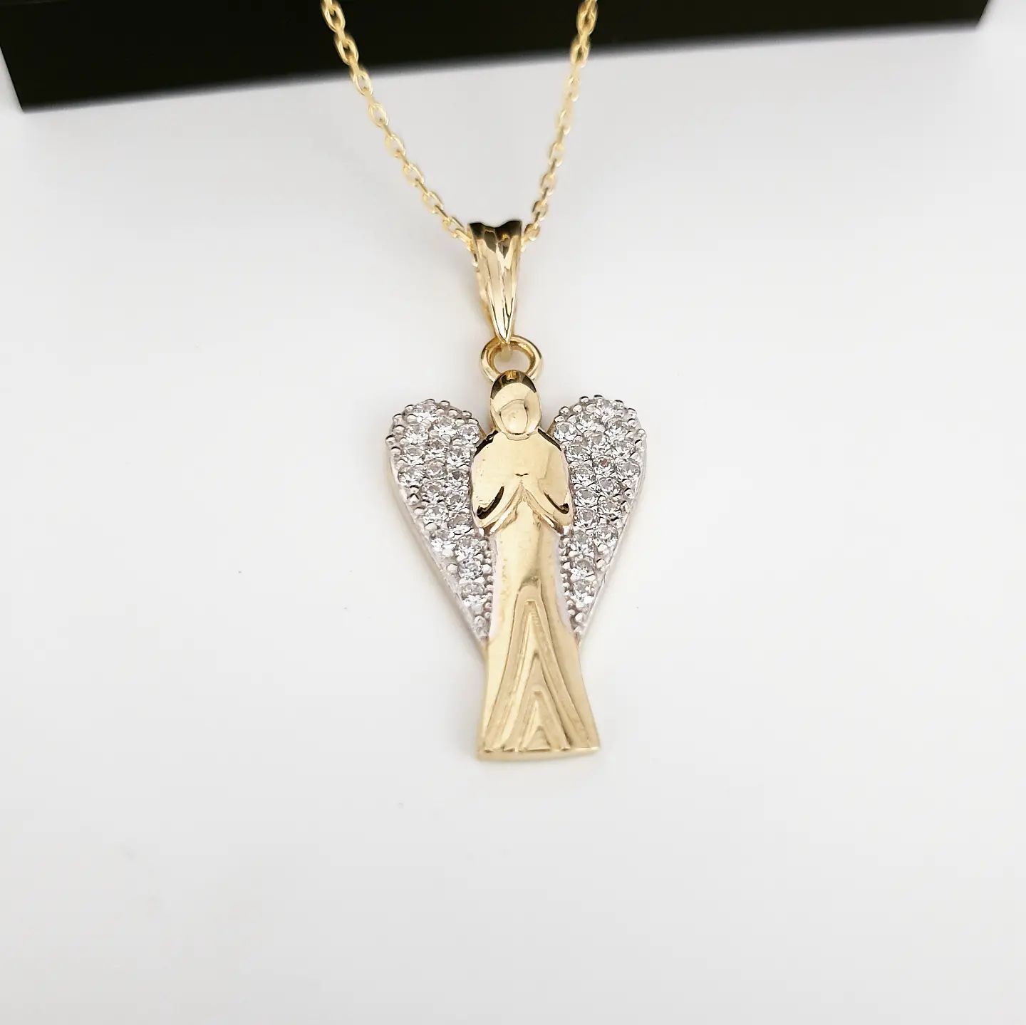 9ct Yellow Gold Cubic Zirconia Large Angel Pendant