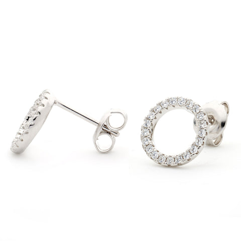 925 Sterling Silver Cz Circle of Life Stud Earrings