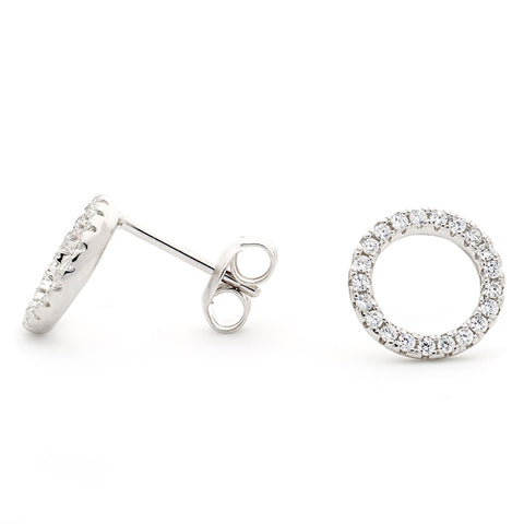 925 Sterling Silver Cz Circle of Life Stud Earrings