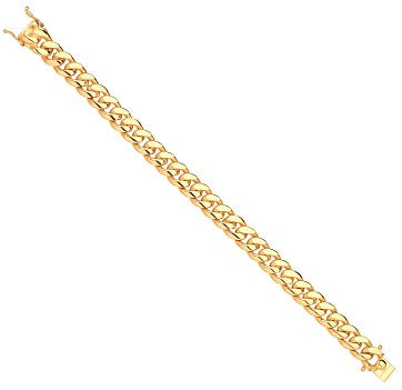 9ct Yellow Gold Cuban Link Solid 10mm Gents 8" Bracelet