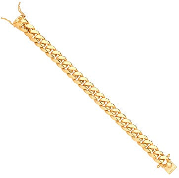 9ct Yellow Gold Cuban Link Solid 12.5mm Gents 8" Bracelet
