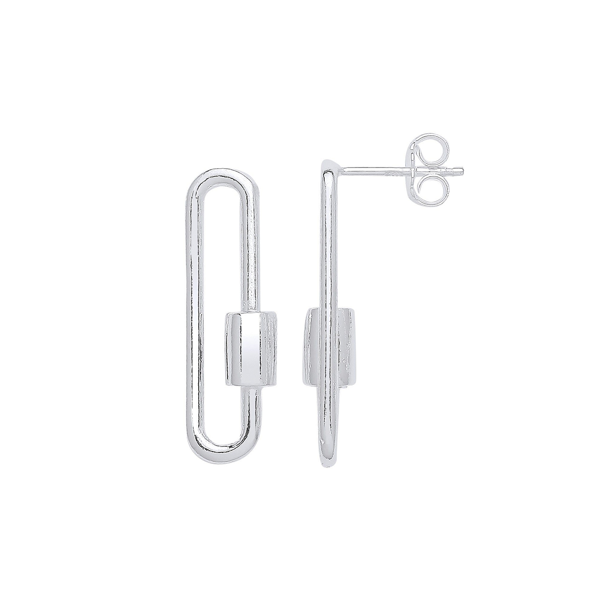 925 Sterling Silver Screw Clasp Paperclip Drop Earrings