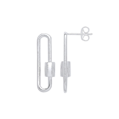 925 Sterling Silver Screw Clasp Paperclip Drop Earrings