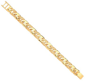 9ct Yellow Gold 14mm Plain & Engraved Anchor Medium Link Gents 8" Bracelet