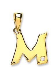 9ct Yellow Gold 0.01ct Diamond Initial Pendant