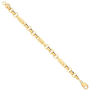 9ct Yellow Gold Gypsy Link Belcher Gents 8" Bracelet