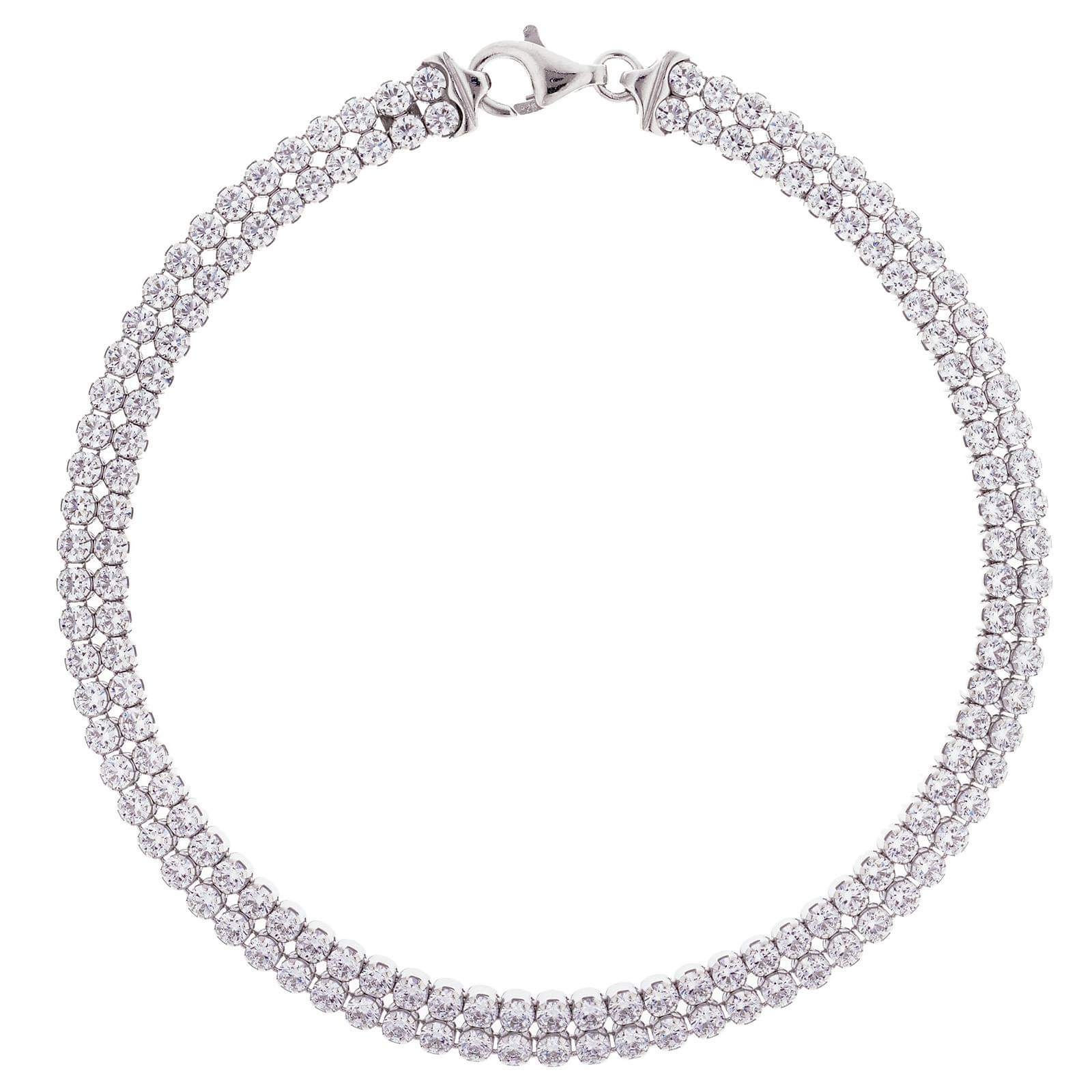 925 Sterling Silver Two Row CZ Tennis Bracelet