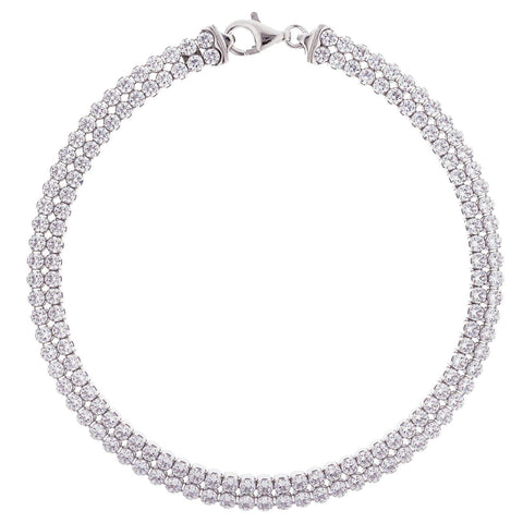 925 Sterling Silver Two Row CZ Tennis Bracelet