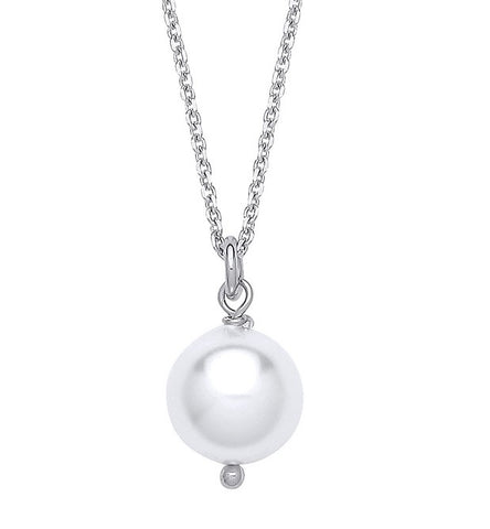 925 Sterling Silver 10mm White Pearl Necklace