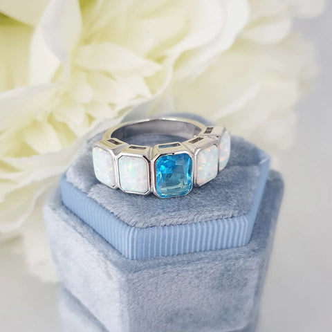 Blue opal clearance eternity ring