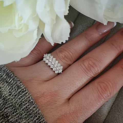 925 Sterling Silver Cz Cluster Boat Ring