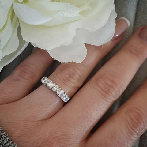 925 Sterling Silver Fancy Cz Half Eternity Ring