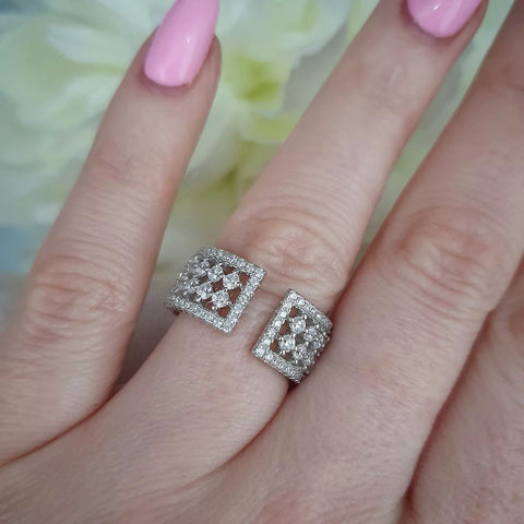 925 Sterling Silver Open Ring with Micro Pave Cz's